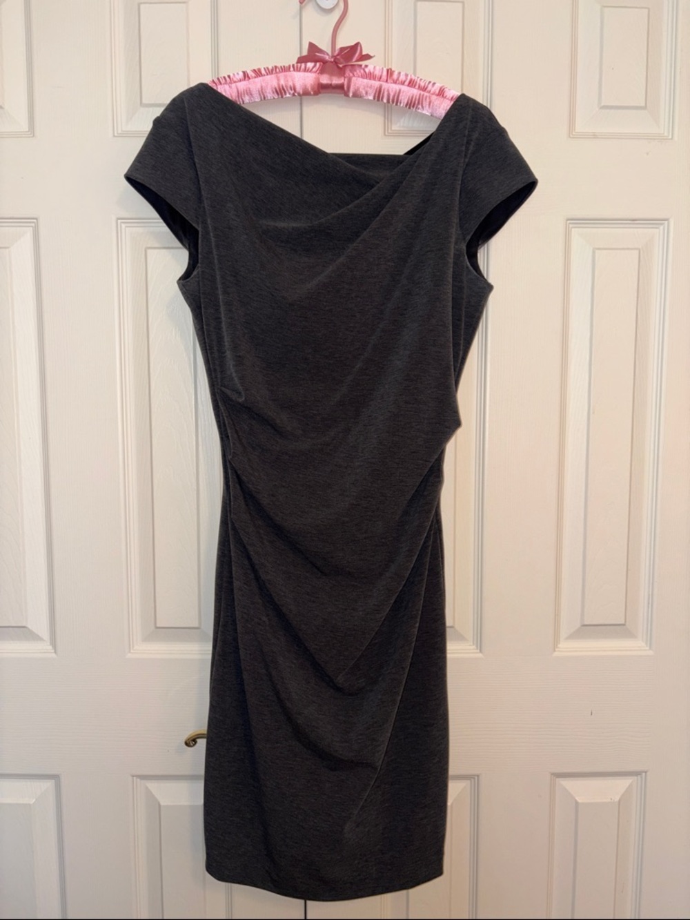 White House Black Market Charcoal Draped Midi Dress